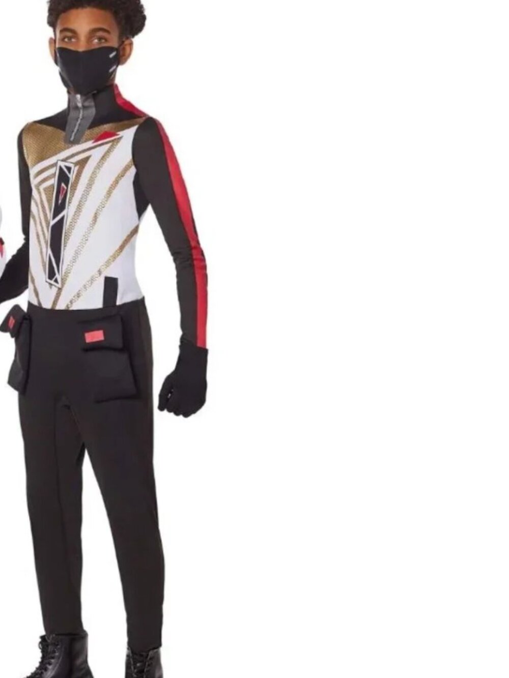 Fortnite Drift Stage 1 Halloween Costume 8/10 Jumpsuit, Fabric Mask, Pouch Boys